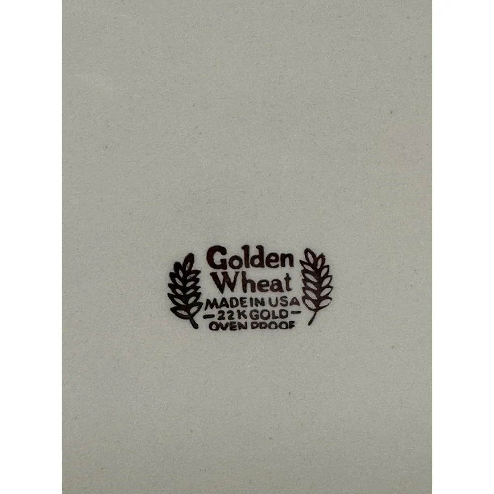 Golden Wheat Dinner Plate Vintage‎ 10in White Excellent 22K Gold Rim USA Made